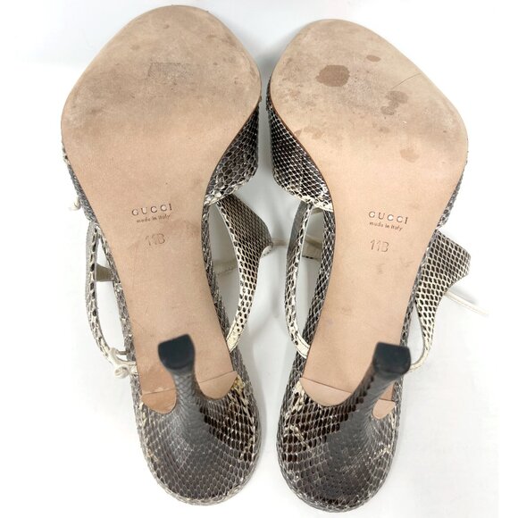 Gucci Snakeskin Bow Sandals 11B (Vintage) High Heel Open Toe - Picture 9 of 10